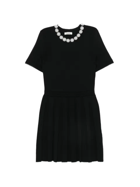 SANDRO pearl-embellished pleated mini dress Black SFPRO05071
