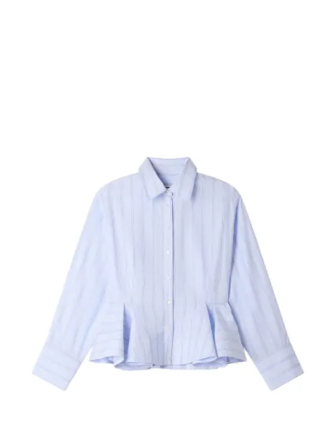 SANDRO striped pleated-peplum shirt Blue SFPCM01725