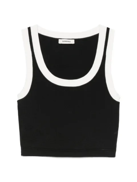 SANDRO contrast-trim top Black SFPPU02860