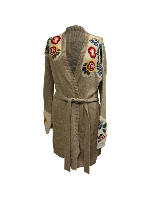 Etro Vintage Embroidered belted cardigan Neutrals HNPUGBCL720770W