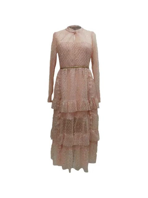 Self-Portrait sequin-embellished lace dress Pink TONPUGBCL614866W