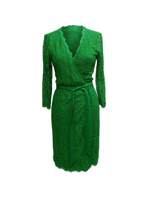 Diane Von Furstenberg Vintage Julianna lace wrap dress Green TONPUGBCL607366W