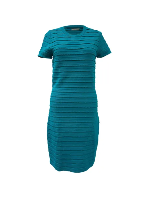Michael Kors Vintage Ruffled striped short-sleeve mini dress Blue TONPUGBCL544729W