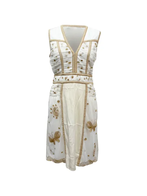 Diane Von Furstenberg Vintage embroidered V-neck shift dress White TONPUGBCL520406W