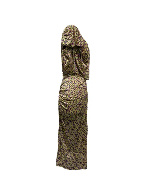 Saloni ruched printed dress Green TONPUGBCL537733W