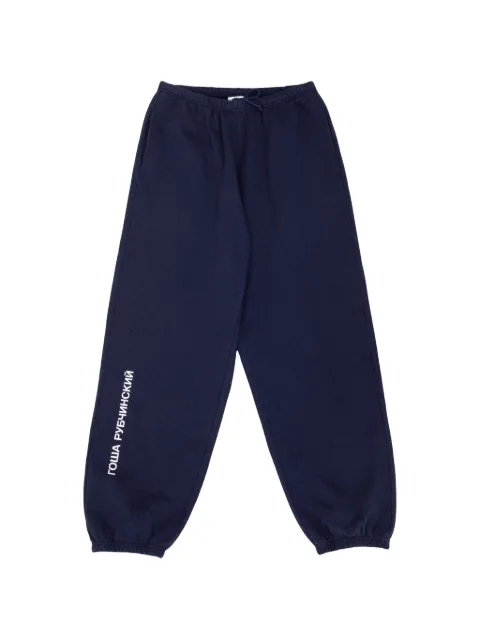 GOSHA RUBCHINSKIY logo-print cuffed track pants Blue SWP0102NAVY
