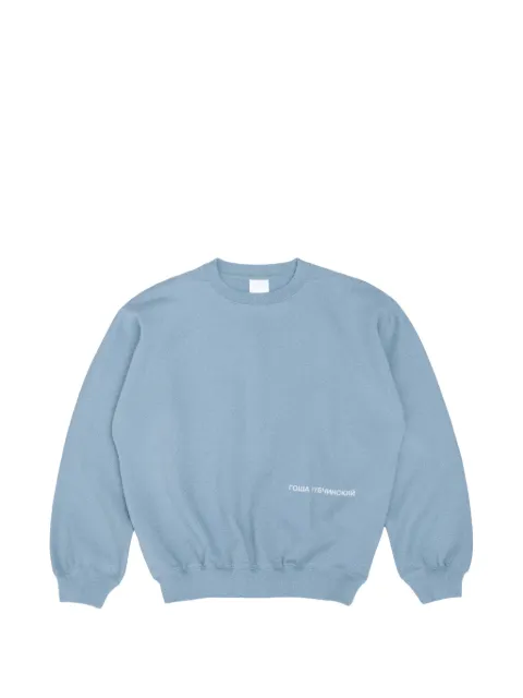 GOSHA RUBCHINSKIY logo-print raglan-sleeve sweater Blue SW0401BLUE