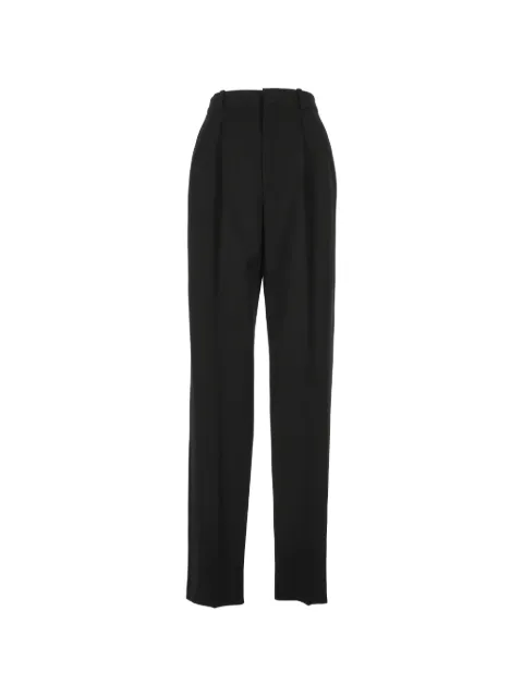 Saint Laurent pleated satin-trim trousers Black 858994Y7E63