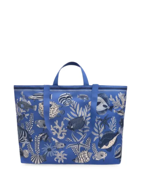 Inoui Editions large Neptune fish-print tote bag Blue PM23SHN04M