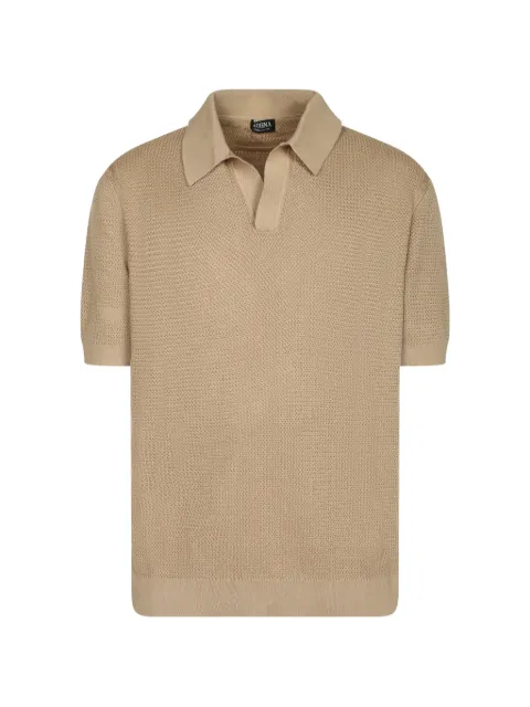 Zegna waffle-knit polo-collar T-shirt Neutrals UHC26A3C31