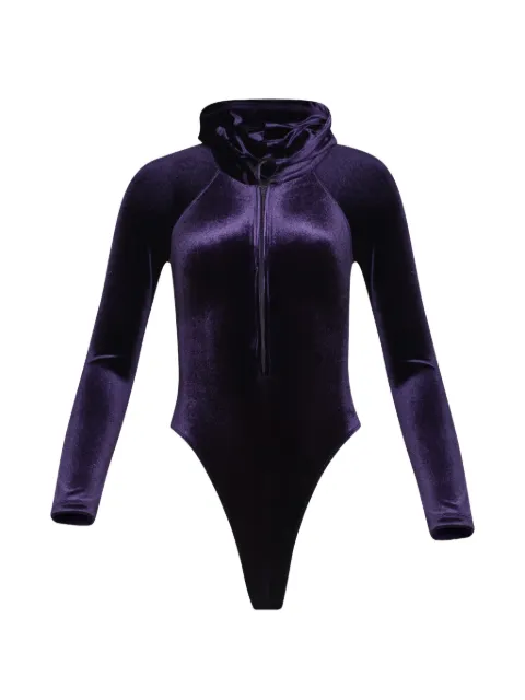 VETEMENTS velvet hooded bodysuit Purple WE76BD414U