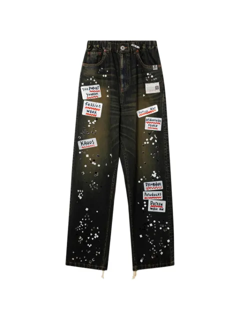 Maison MIHARA YASUHIRO sticker-patch stud-embellished jeans Black A16PT025