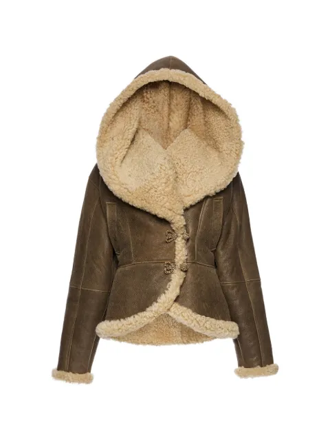 Magda Butrym hooded shearling jacket Brown 120426