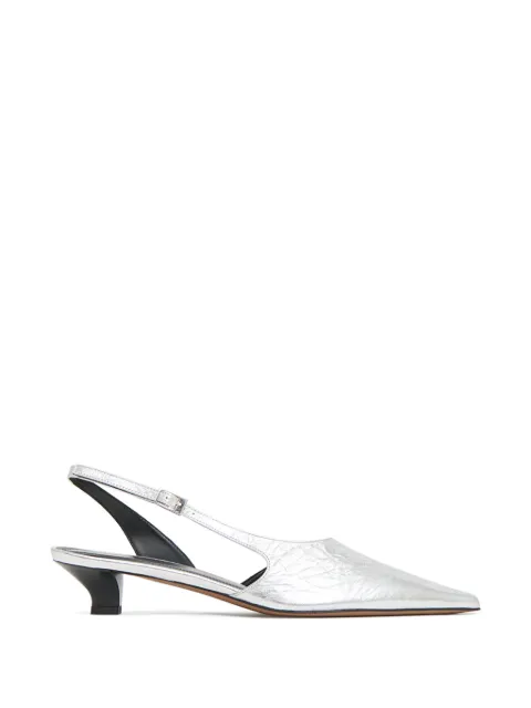 Mansur Gavriel Anna metallic-effect leather heeled pumps Silver WF25F078CISILVER