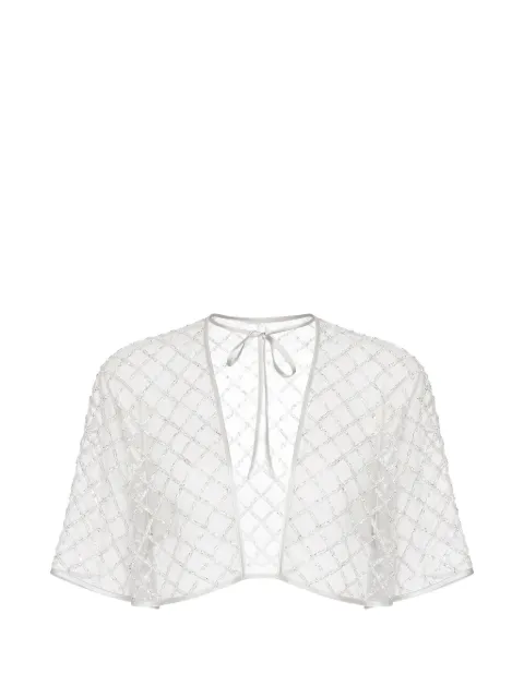 Fleur Du Mal embellished tie-neck top White TP0725