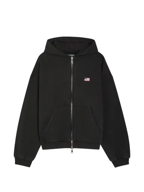 COLE BUXTON logo-patch zip-up hoodie Black SS26MFZH280