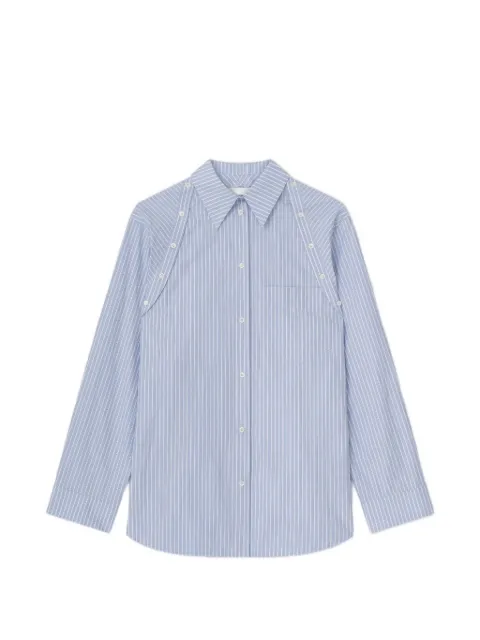 Nanushka button-off-shoulder striped shirt Blue NW26SSTP35251