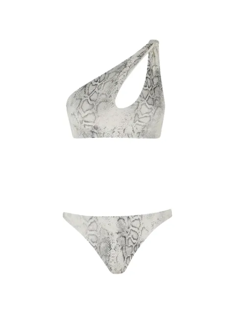 Federica Tosi snake-print one-shoulder bikini White 42806431