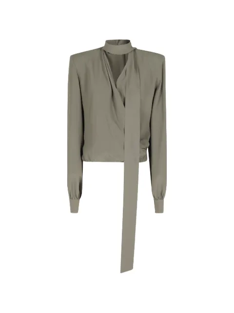 Federica Tosi scarf-detail wrap blouse Green 41103412