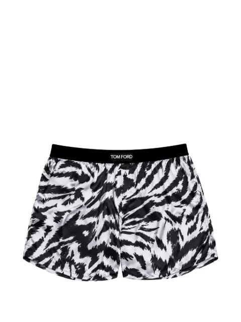 TOM FORD zebra-print silk-blend boxer shorts White T4LETBF40030