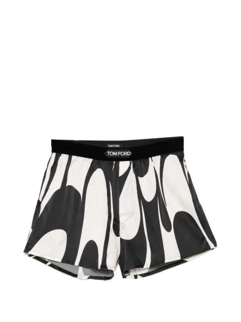 TOM FORD abstract-print logo patched boxer shorts White T4LETBF40200