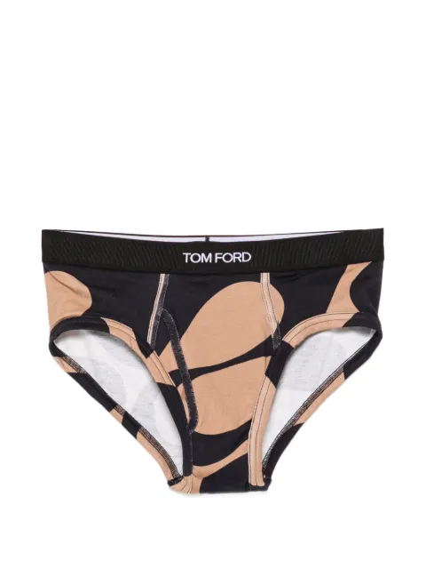 TOM FORD abstract-print logo-waistband briefs Black T4LCTBF10140