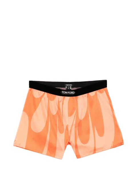 TOM FORD abstract-print silk-blend boxers Orange T4LETBF40200