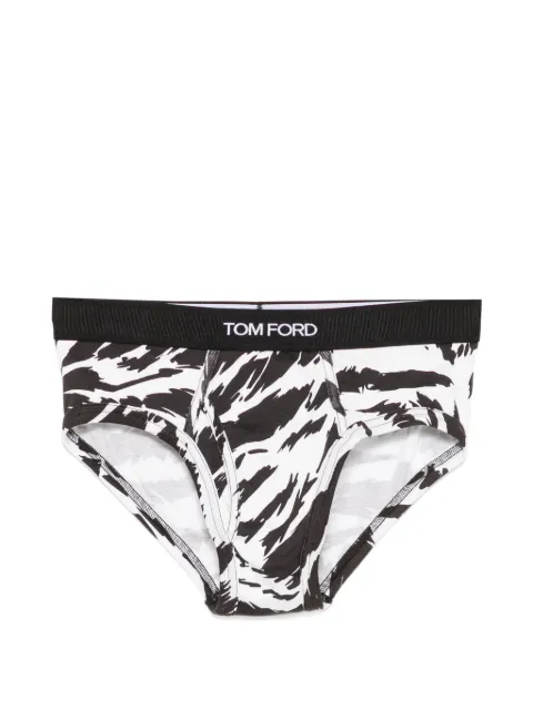 TOM FORD zebra-print logo-waistband briefs Black T4LCTBF10060
