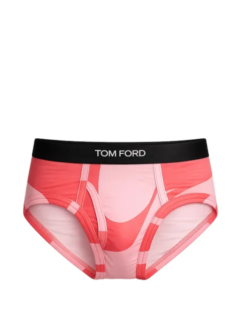 TOM FORD abstract-print logo-waistband briefs Pink T4LCTBF10160