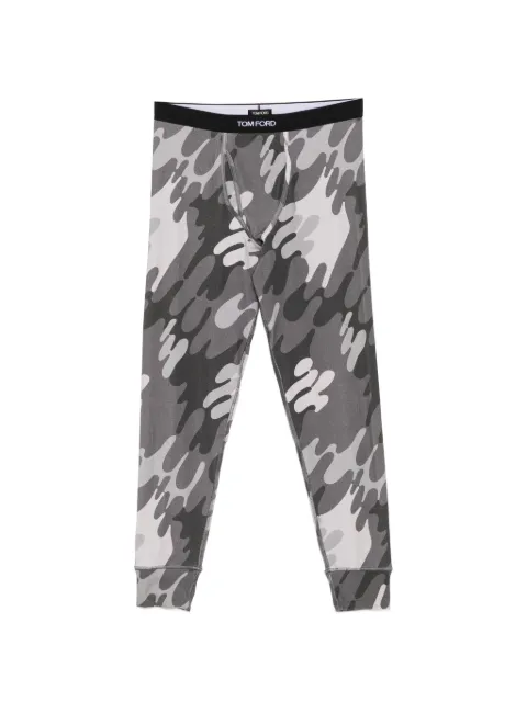 TOM FORD camouflage-print logo-waistband long johns Grey T4LMTBF10150
