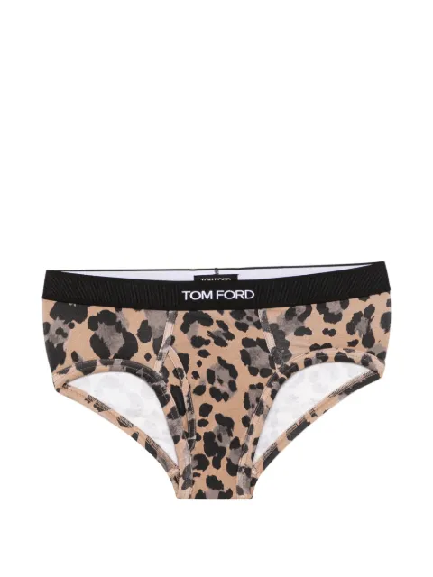 TOM FORD leopard-print briefs Neutrals T4LCTBF10110