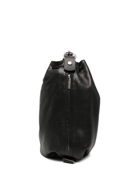 Yohji Yamamoto drawstring grained leather tote bag Black FKI83774