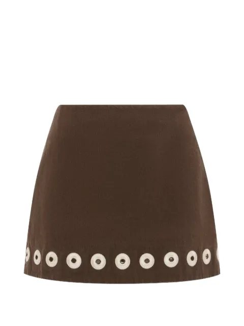 ALEMAIS Tobe eyelet-embellished denim mini skirt Brown 6911S