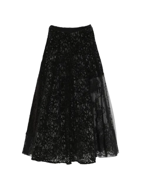 Quetsche lace-overlay flared maxi skirt Black C8SS26S5