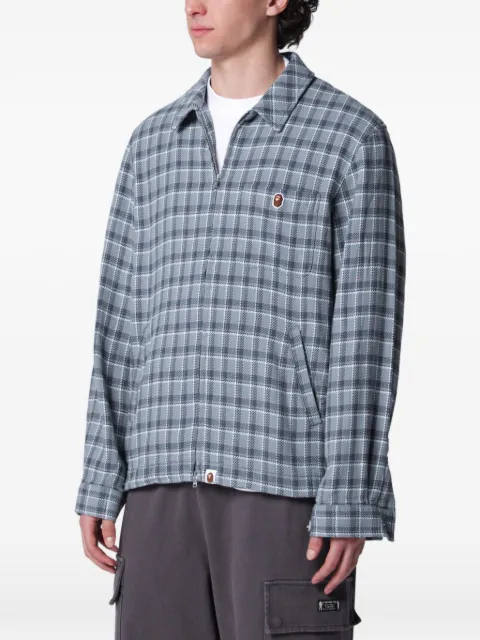 A BATHING APE® check zip-up shirt Blue 001SHM301004MCO