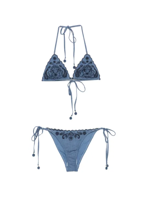 ZIMMERMANN embroidered scalloped-edge bikini Blue 7989WSS261