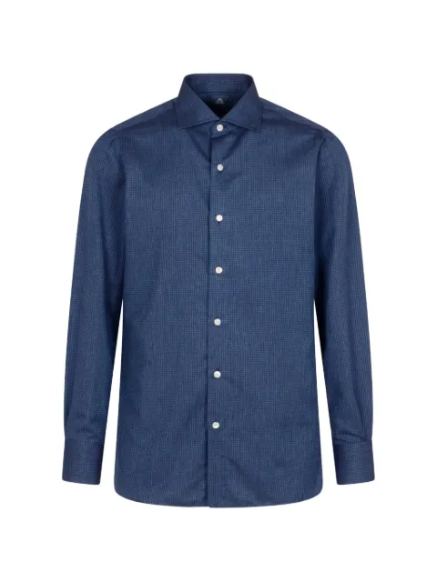 Finamore 1925 Napoli houndstooth-pattern shirt Blue 60333A503002
