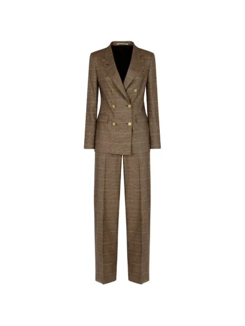 Tagliatore checked double-breasted jacket Brown A40001M10991348