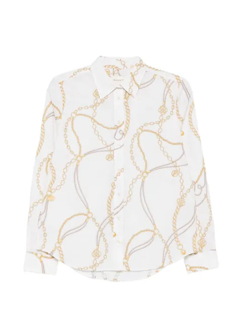Gant chain-print long-sleeve shirt White 4300625