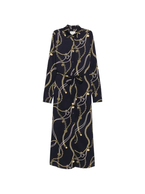 Gant chain-print belted shirt midi dress Blue 4503480