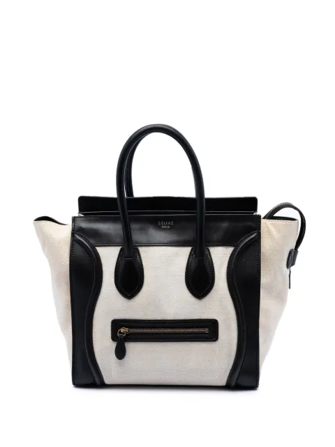 Celine Pre-Owned 2011 Mini Bicolor Canvas and Leather Luggage Tote handbag Brown P0LK8G4RI42Q2YSE
