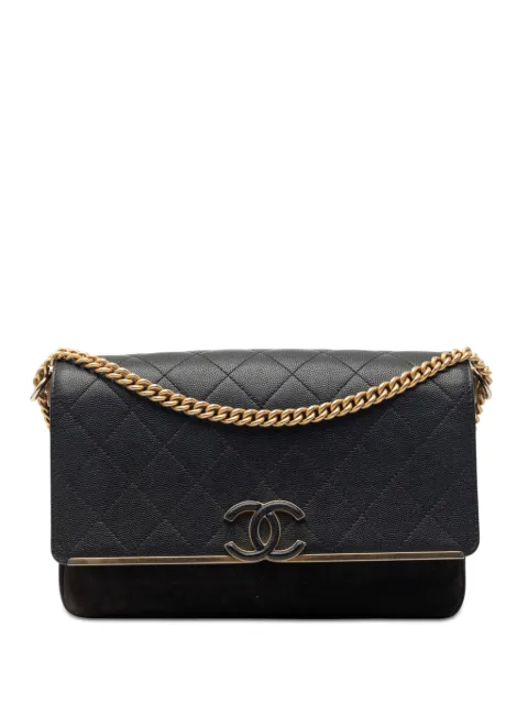 CHANEL Pre-Owned 2018-2019 CC Stitched Caviar and Suede Lady Coco Flap shoulder bag Black QLEB261HO9T9W0F2