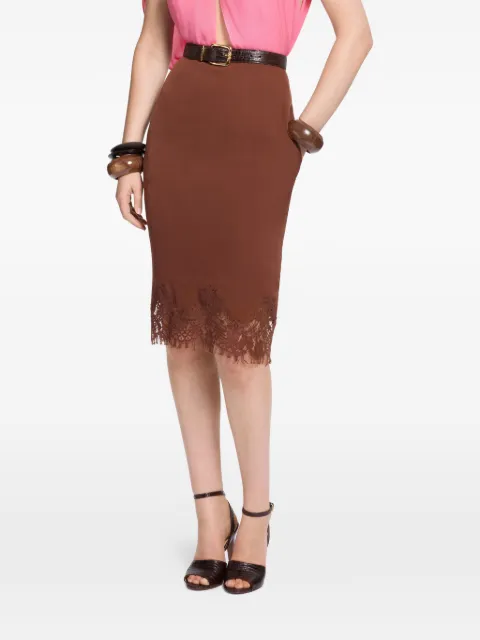Elie Saab lace mid-length pencil skirt Brown SK306NS26SIL06