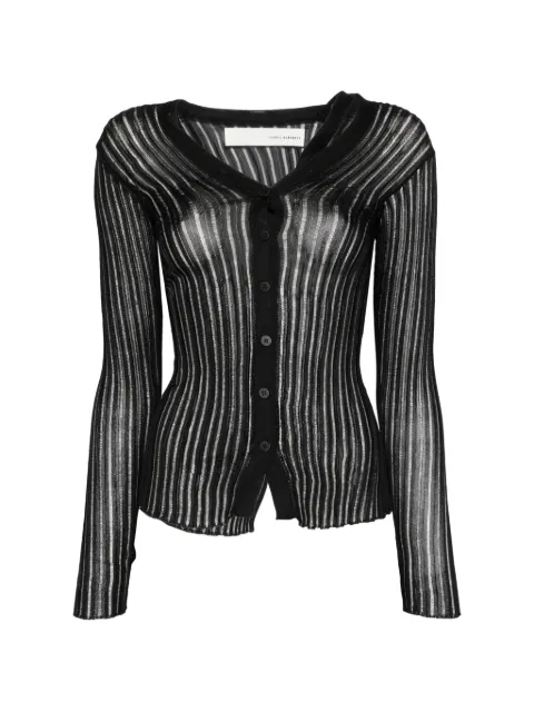 Isabel Benenato sheer ribbed cardigan Black DK01S26
