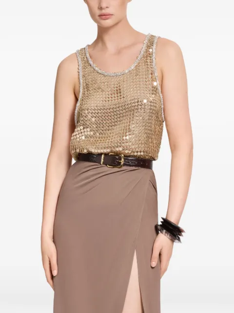 Elie Saab sequin-embellished crystal-trim tank top Gold TO309NS26PA013