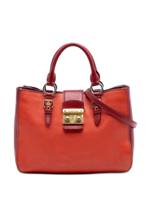 Miu Miu Pre-Owned 2010-2025 Bicolor Goatskin Madras satchel Orange X2OL523QOZ727TFV