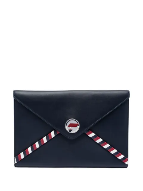 CHANEL Pre-Owned 2016-2017 Lambskin Airlines Envelope clutch bag Blue FO25LHKZ4FJBW1FW