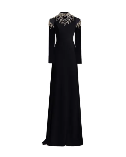 Gemy Maalouf crystal-embellished cut-out dress Black GMW257378LD