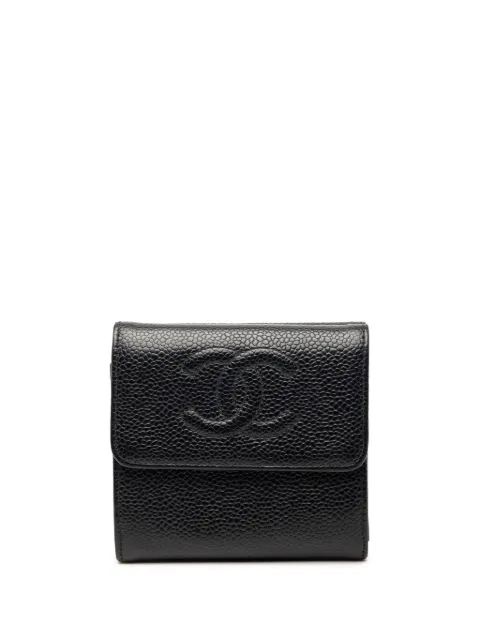 CHANEL Pre-Owned 2002-2003 CC Caviar Trifold Wallet small wallets Black SQ8SIDUULD37P6VT
