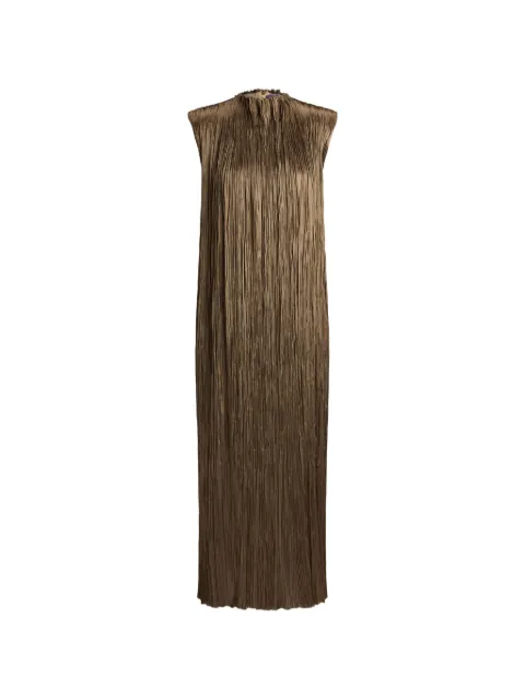 Ralph Lauren Collection Virna bark-pleated midi dress Gold 290P19632